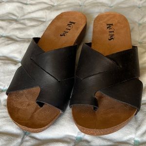 Brand New Korks Black Sandals